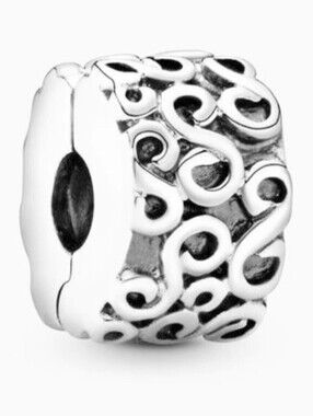 Pandora Retired Sterling Silver Swirl Clip/Spacer Charm